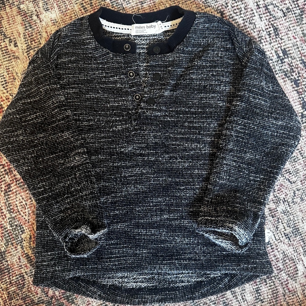 Miles the Label 12 month 1/4 button sweater